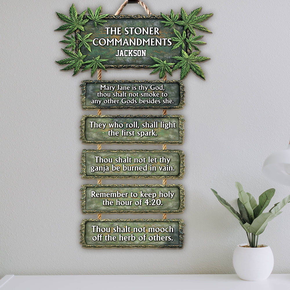 Les commandements du fumeur de joints - Panneau personnalisé en bois de palette pour le cannabis