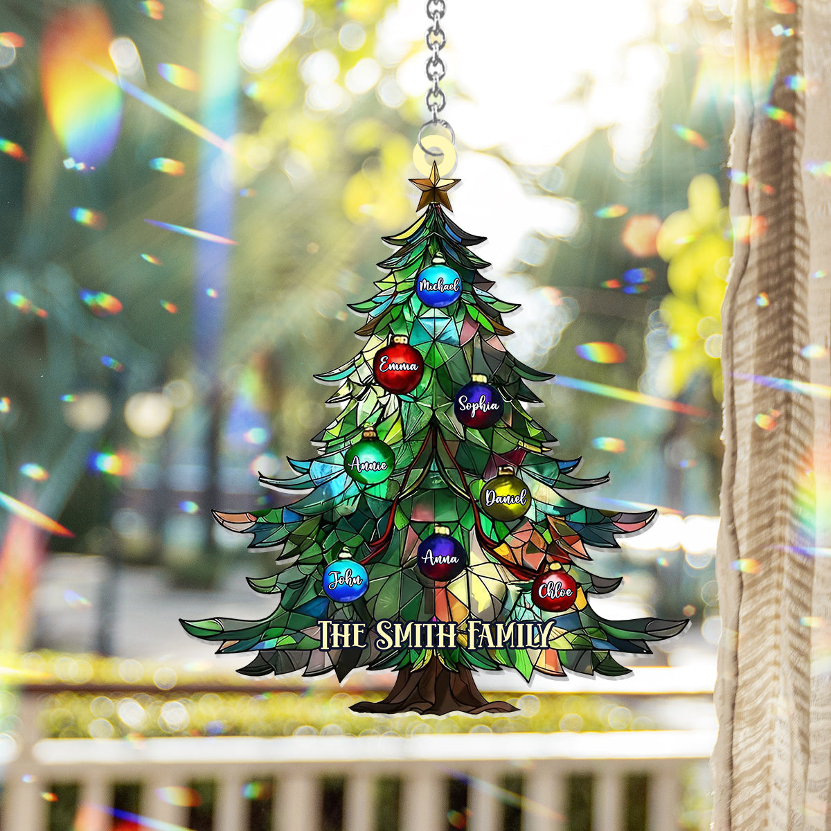 Familienweihnachten – Personalisierter Familien-Fensterhänger-Sonnenfänger als Ornament 