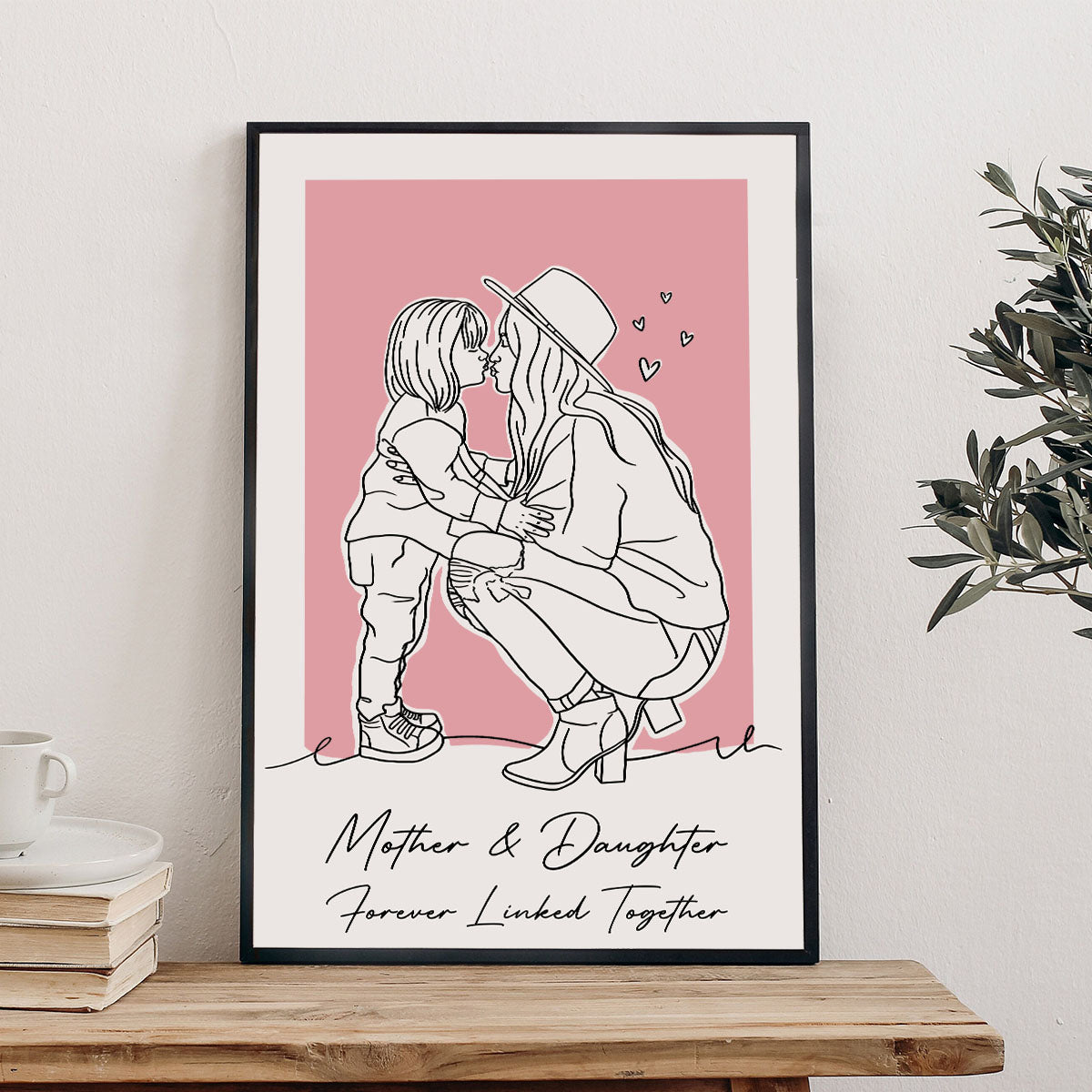 Custom Lineart Portrait - Personalized Mother Canvas And Poster