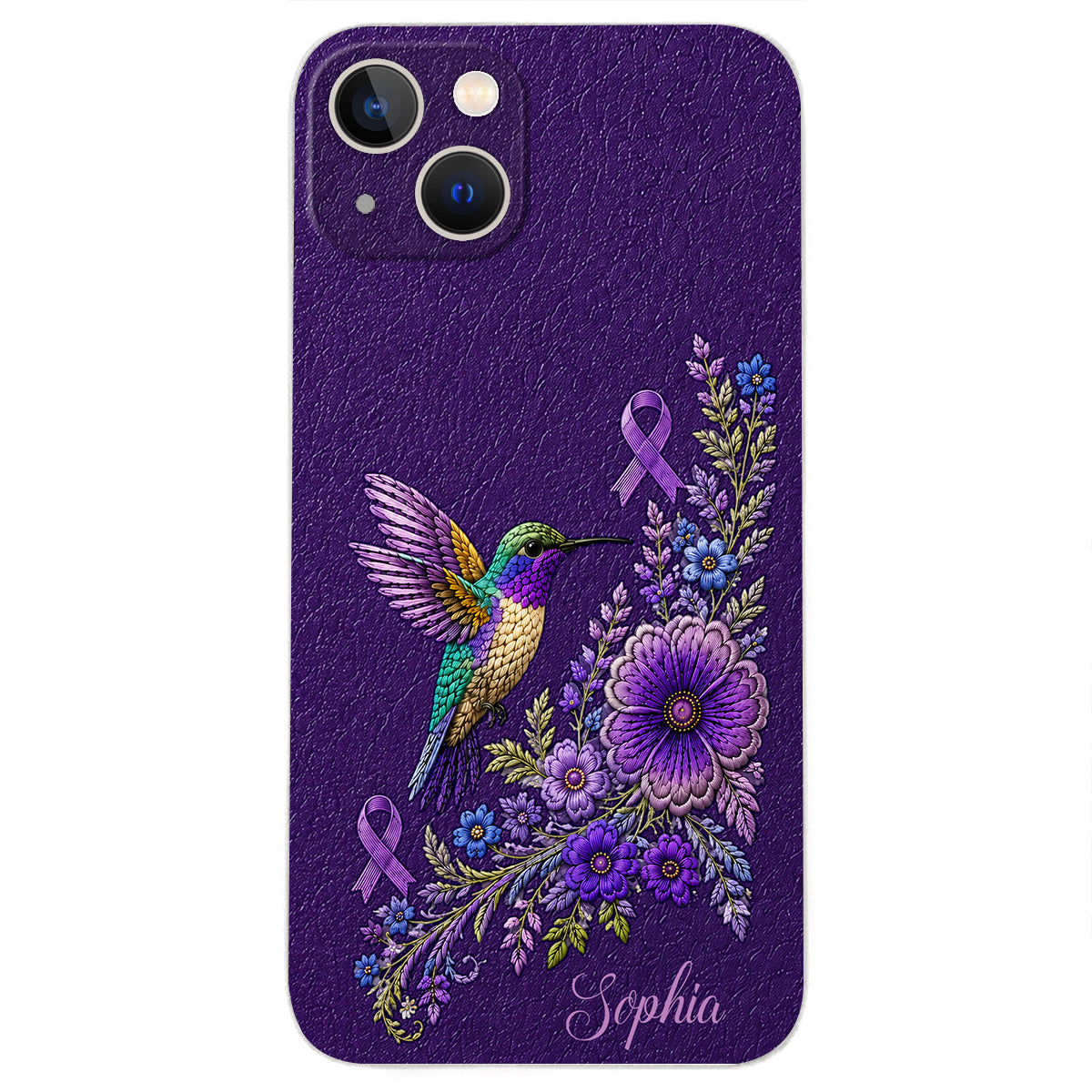 Purple Awareness – Personalized Alzheimer Awareness 3D Embossed Leather Phone Case