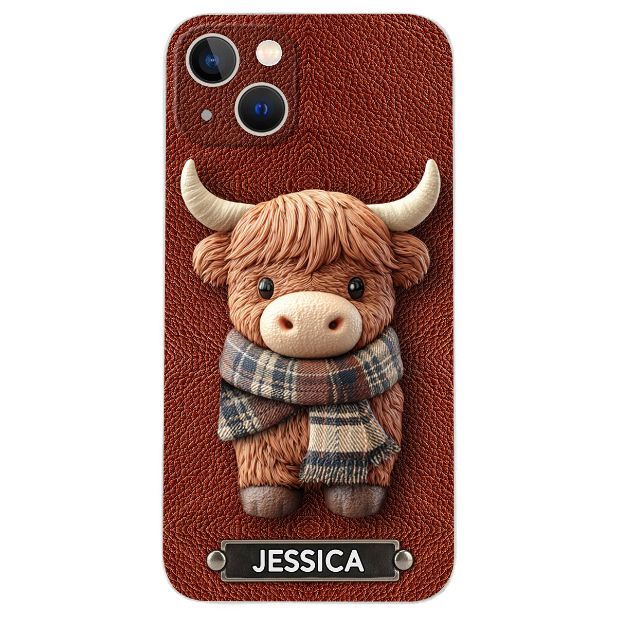 Adorable vache des Highlands - Étui de téléphone en cuir personnalisé avec une vache des Highlands