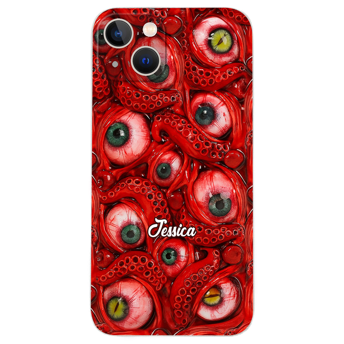 Horror Bloody Eyes - Personalisierte Halloween-Handyhülle aus Leder