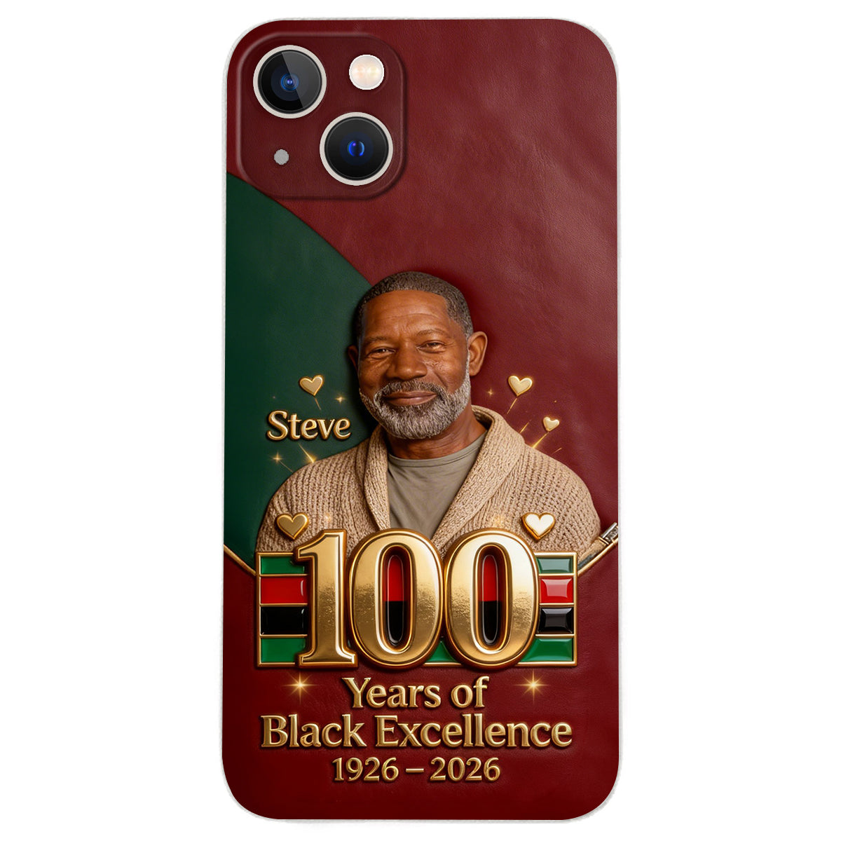 100 ans d'excellence noire - Étui de téléphone personnalisé en cuir afro-américain