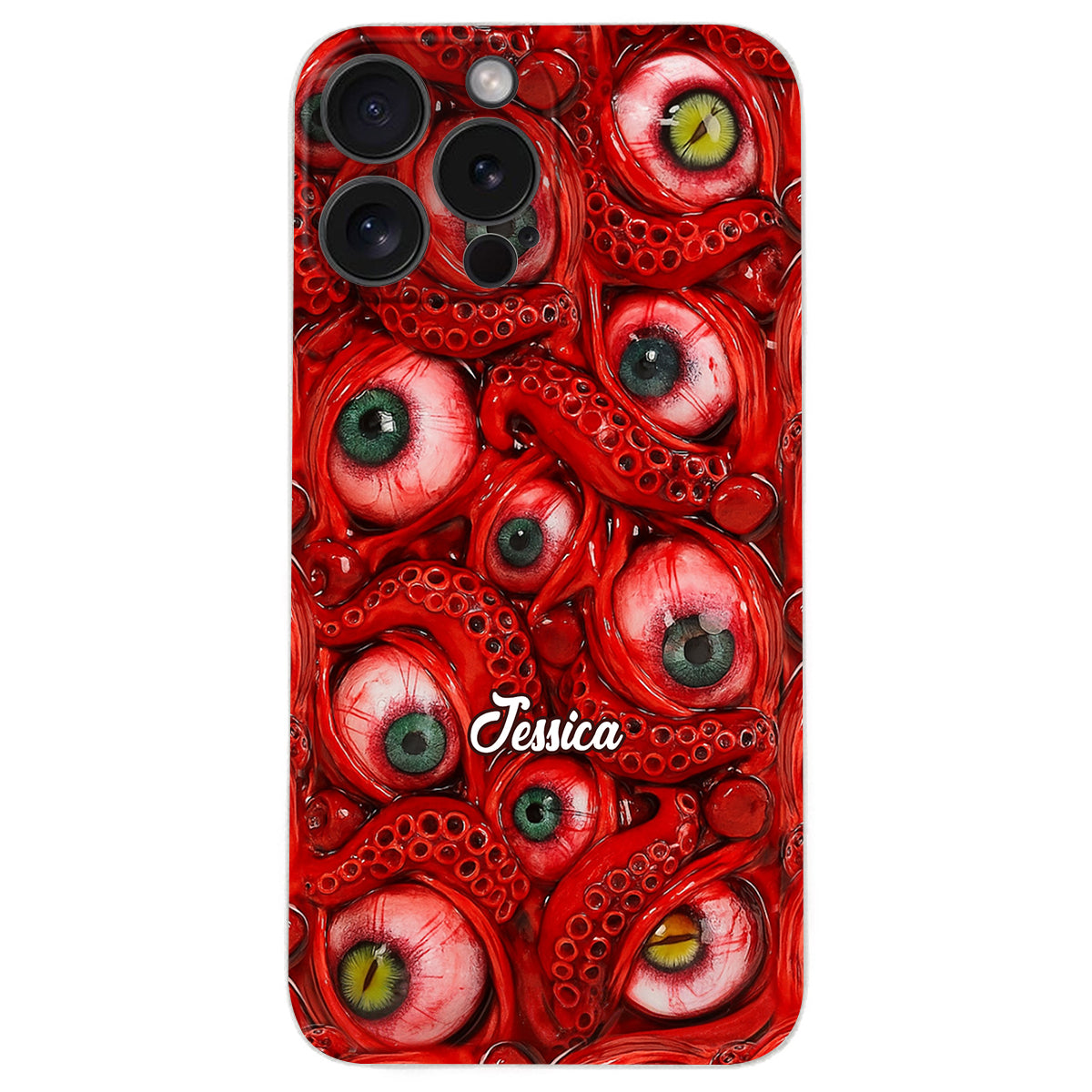 Horror Bloody Eyes - Personalisierte Halloween-Handyhülle aus Leder