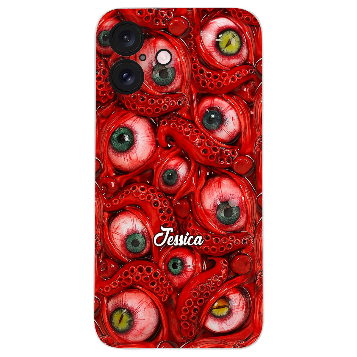 Horror Bloody Eyes - Personalisierte Halloween-Handyhülle aus Leder