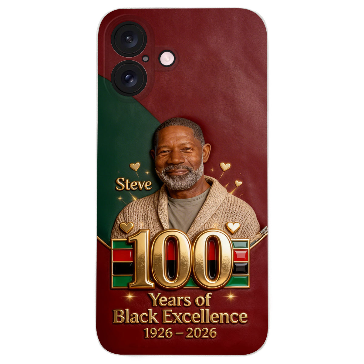 100 ans d'excellence noire - Étui de téléphone personnalisé en cuir afro-américain