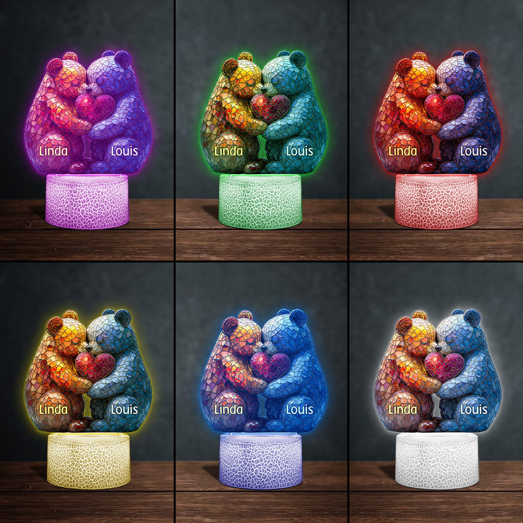 Loving Bears - Personalized Couple Shaped Plaque Light Base