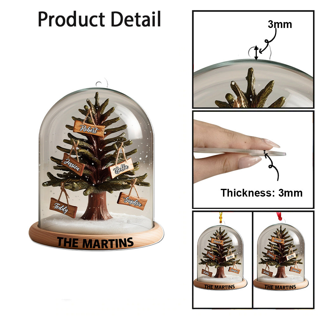 Dôme Arbre de Noël Familial - Ornement Transparent Personnalisé pour la Famille