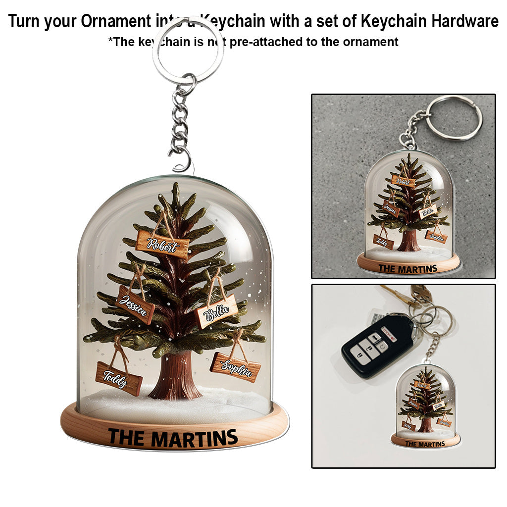 Dôme Arbre de Noël Familial - Ornement Transparent Personnalisé pour la Famille