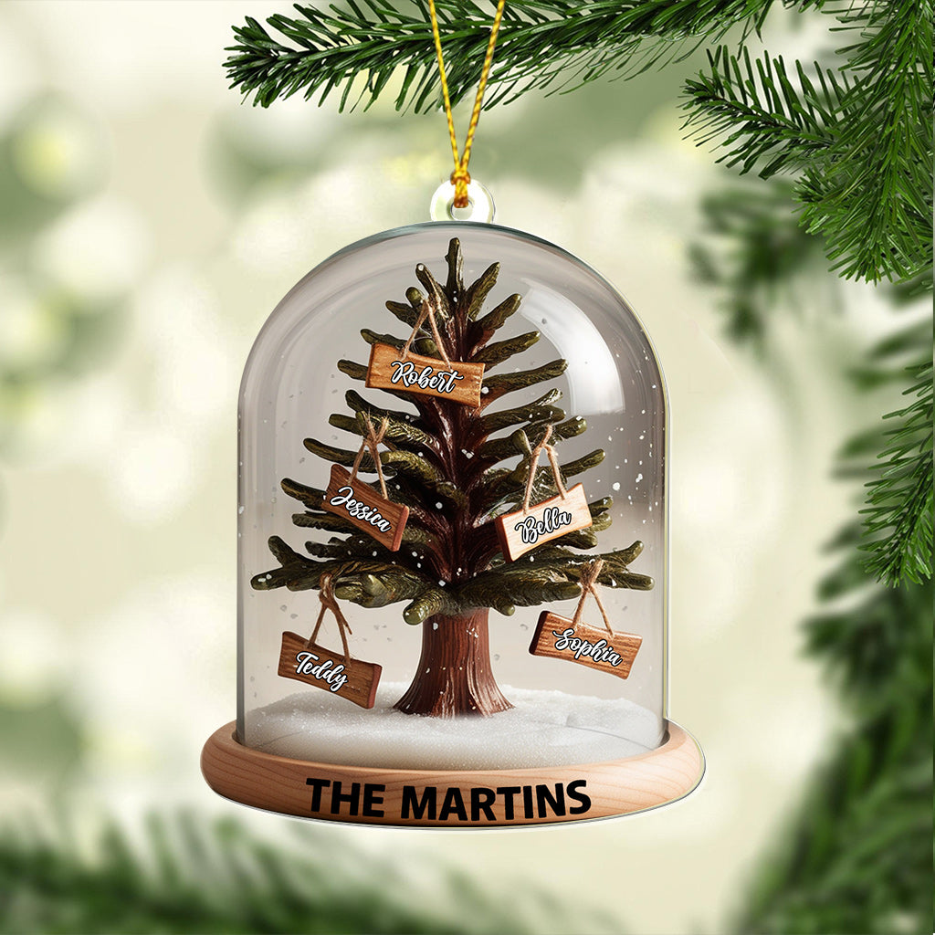 Dôme Arbre de Noël Familial - Ornement Transparent Personnalisé pour la Famille
