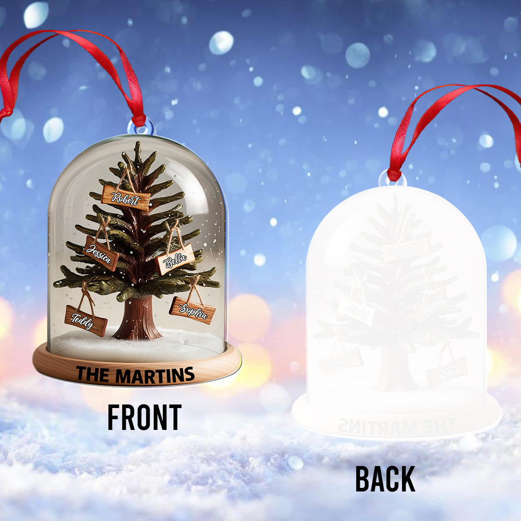 Dôme Arbre de Noël Familial - Ornement Transparent Personnalisé pour la Famille