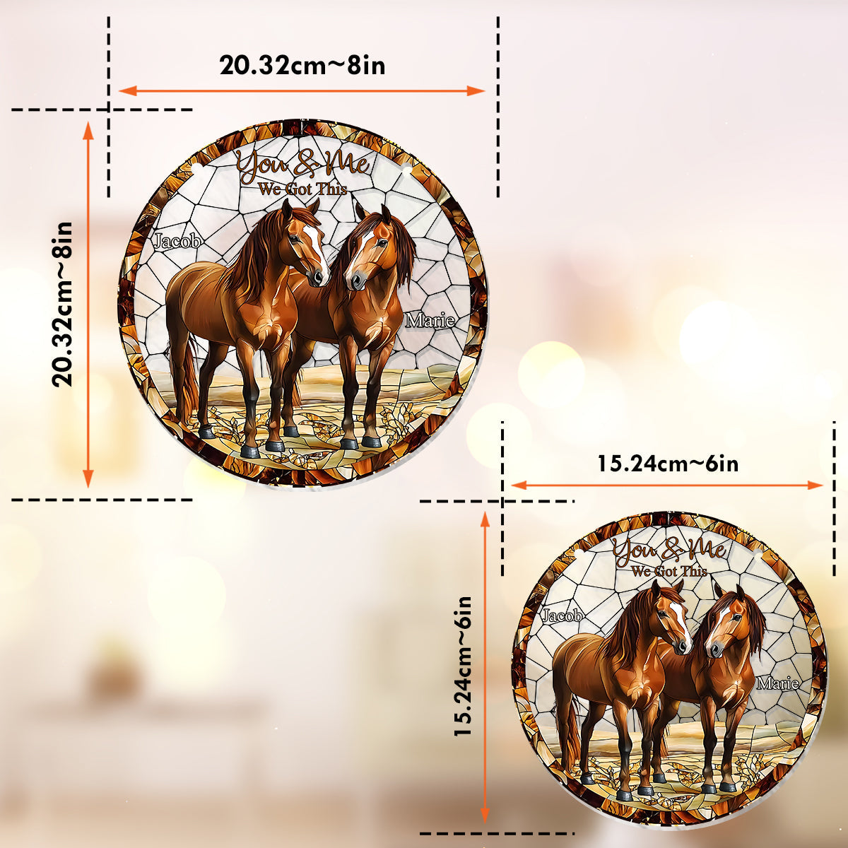 Horse Couple - Personalized Horse Window Hanging Suncatcher Ornament