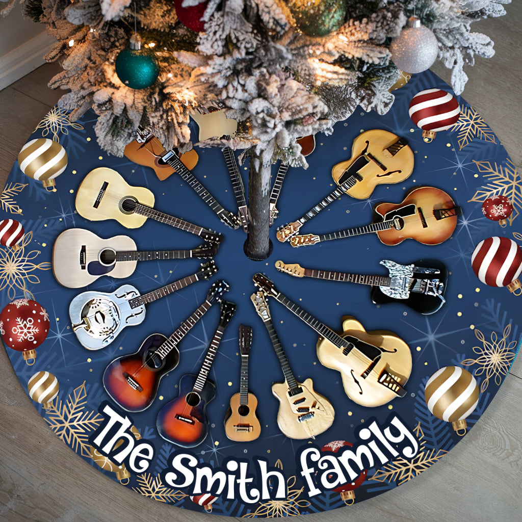 Joyeux Noël - Jupe de sapin de Noël personnalisée en forme de guitare