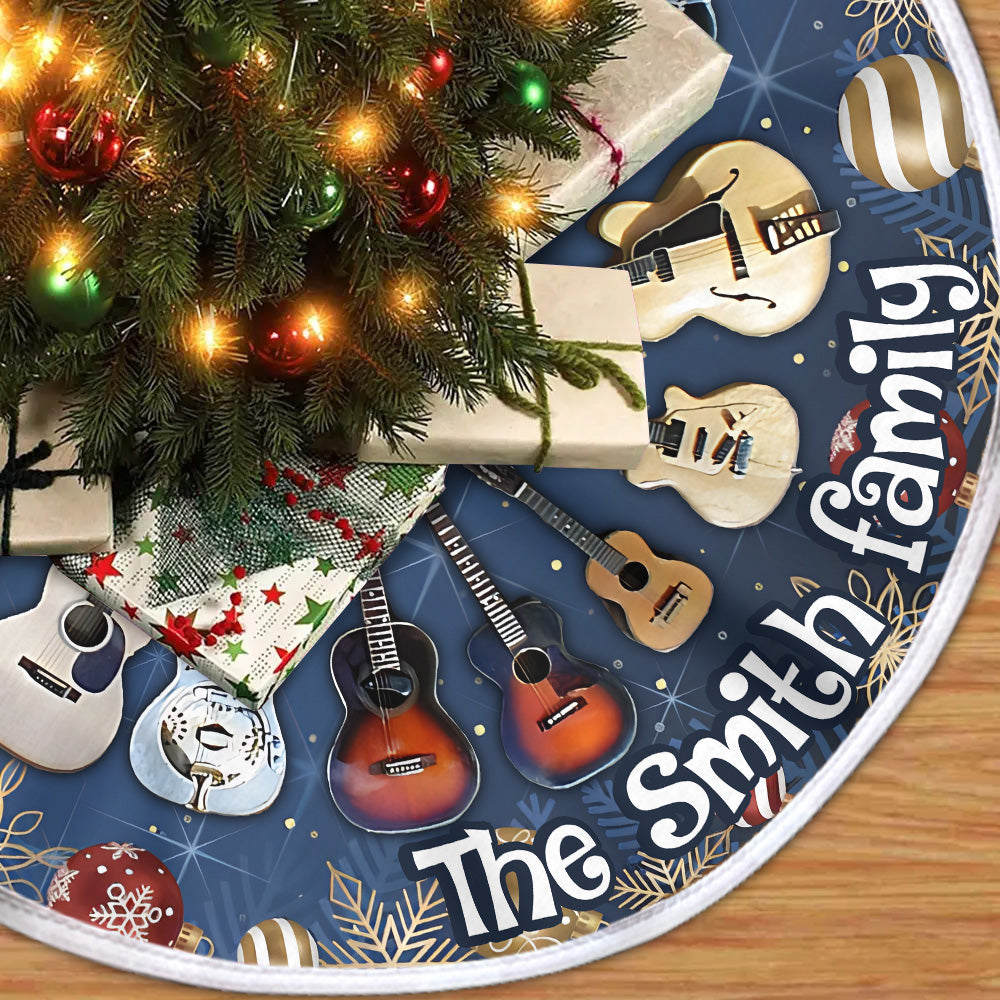 Joyeux Noël - Jupe de sapin de Noël personnalisée en forme de guitare