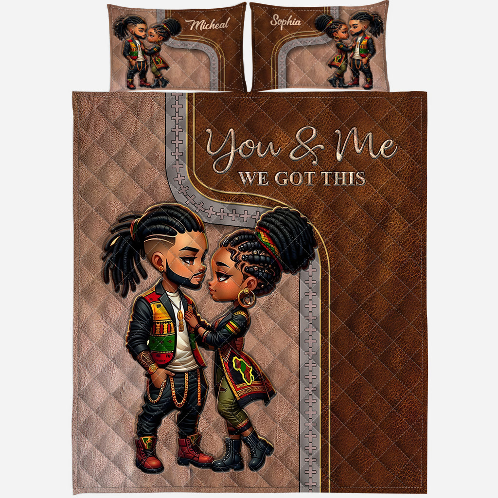 Tu es mon roi et je suis ta reine - Ensemble de courtepointe afro-américaine personnalisée