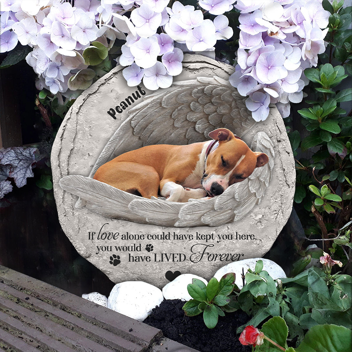 Dors, petit ange - Pierre ronde personnalisée pour chien