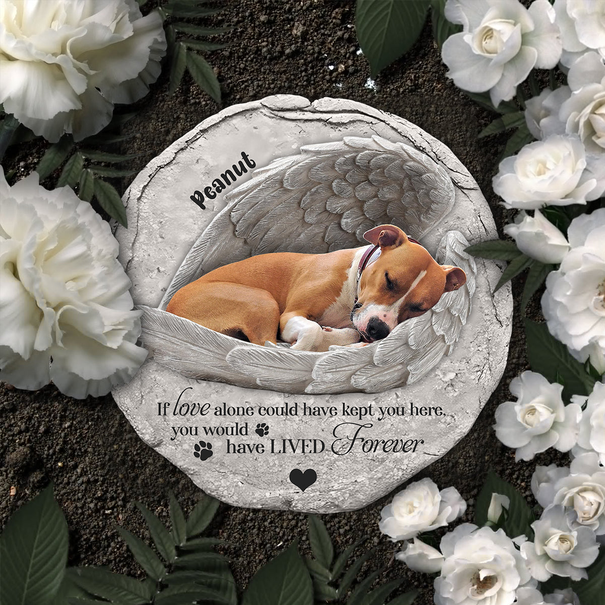 Dors, petit ange - Pierre ronde personnalisée pour chien