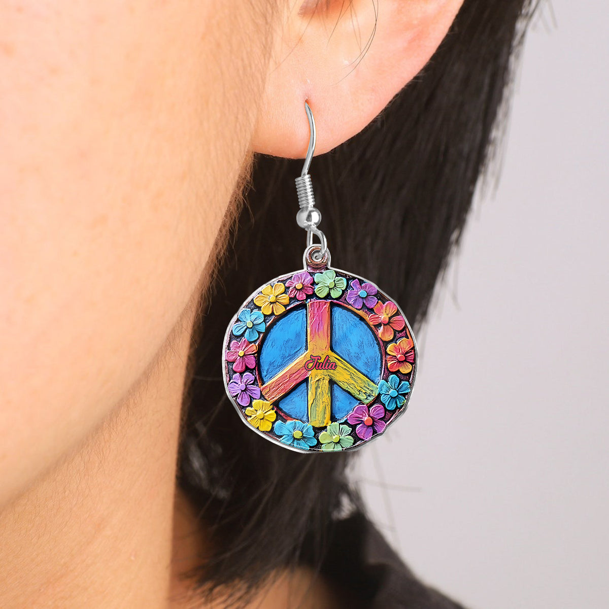 Âme de paix florale - Boucles d'oreilles hippies personnalisées