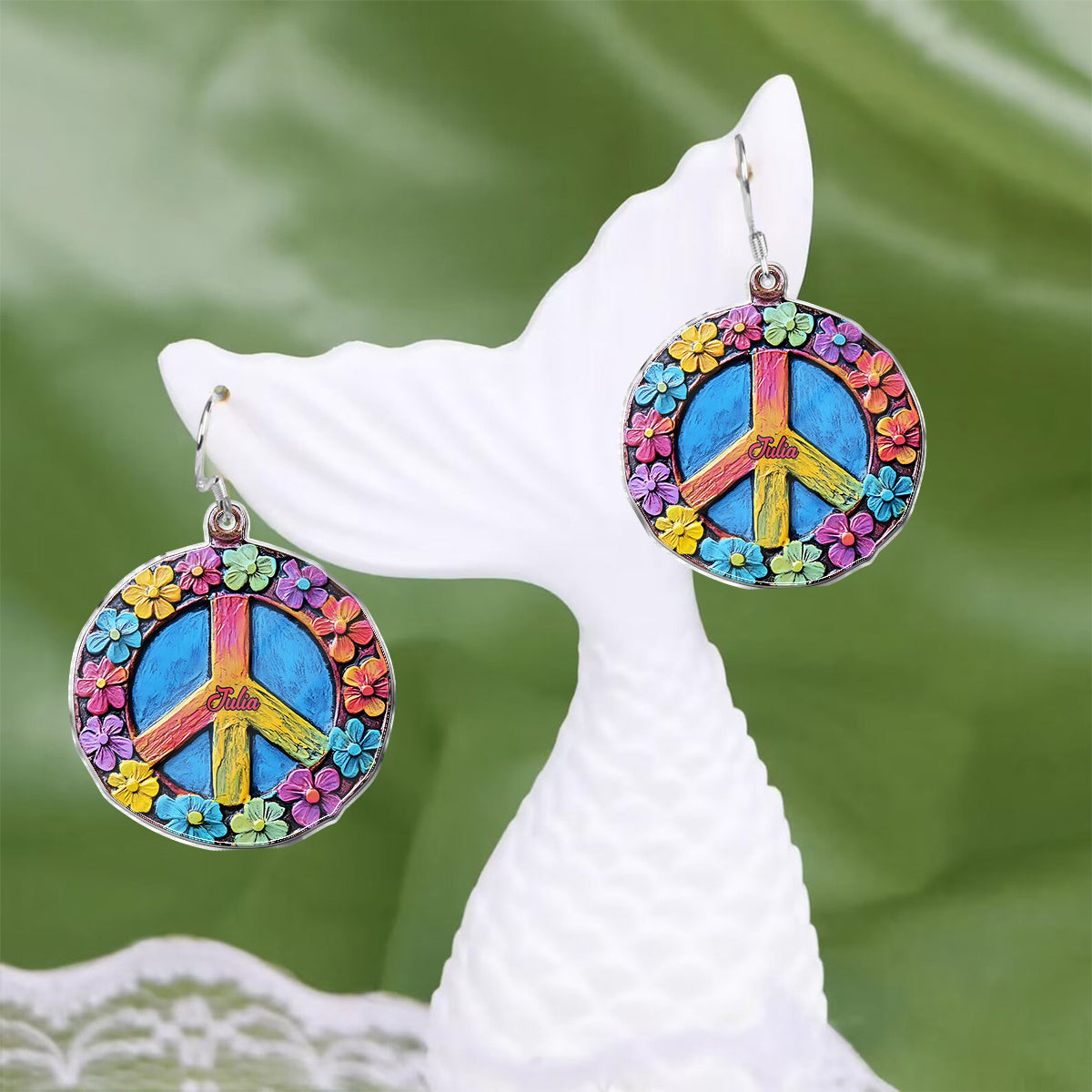 Âme de paix florale - Boucles d'oreilles hippies personnalisées
