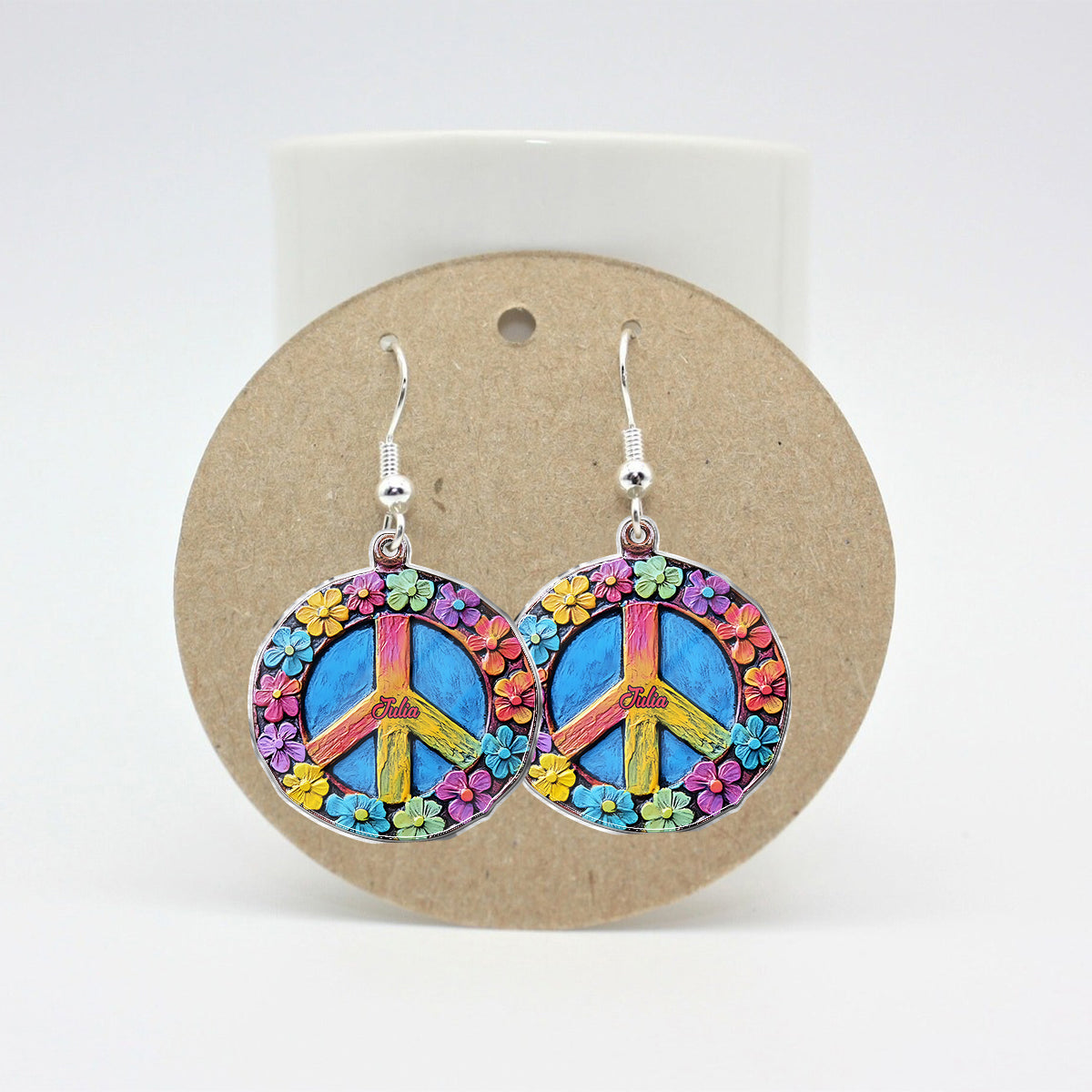 Âme de paix florale - Boucles d'oreilles hippies personnalisées