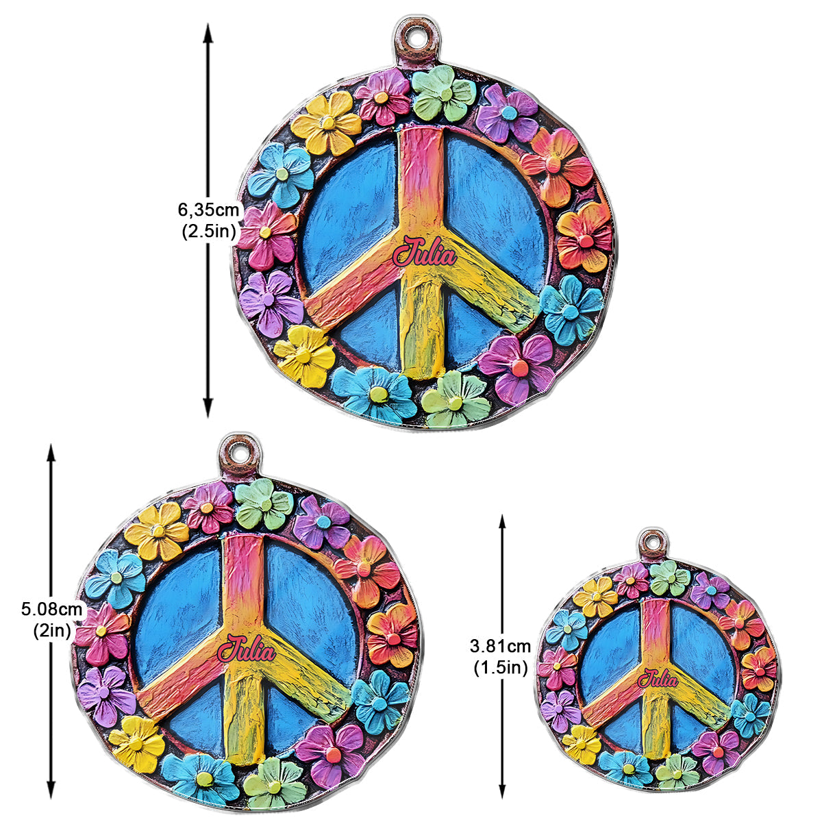 Âme de paix florale - Boucles d'oreilles hippies personnalisées
