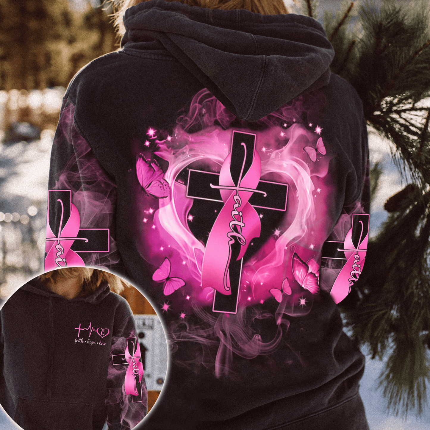 Foi, Espoir, Amour - T-shirt et sweat à capuche « Sensibilisation au cancer du sein » 0822