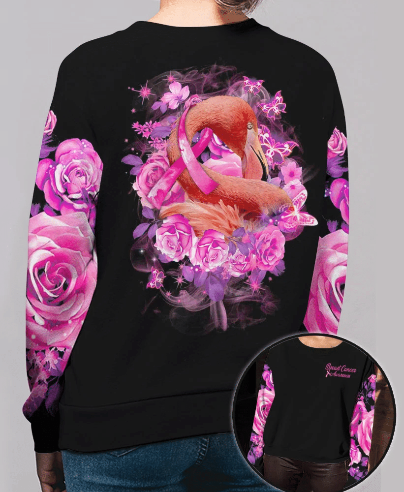 Sensibilisation au cancer du sein avec le flamant rose - T-shirt et sweat à capuche intégral pour la sensibilisation au cancer du sein 0822