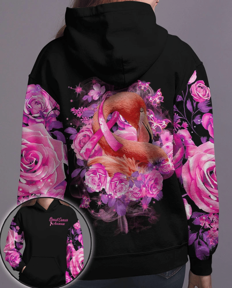 Sensibilisation au cancer du sein avec le flamant rose - T-shirt et sweat à capuche intégral pour la sensibilisation au cancer du sein 0822