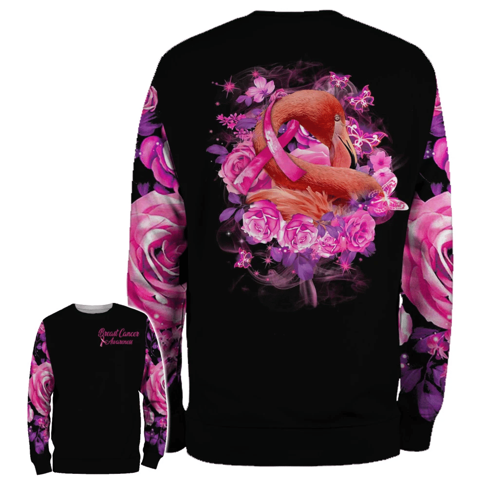 Sensibilisation au cancer du sein avec le flamant rose - T-shirt et sweat à capuche intégral pour la sensibilisation au cancer du sein 0822