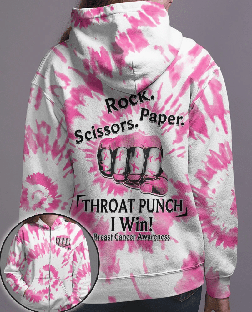Throat Punch I Win Breast Cancer - Brustkrebs-Aufklärungs-T-Shirt und Hoodie 0822