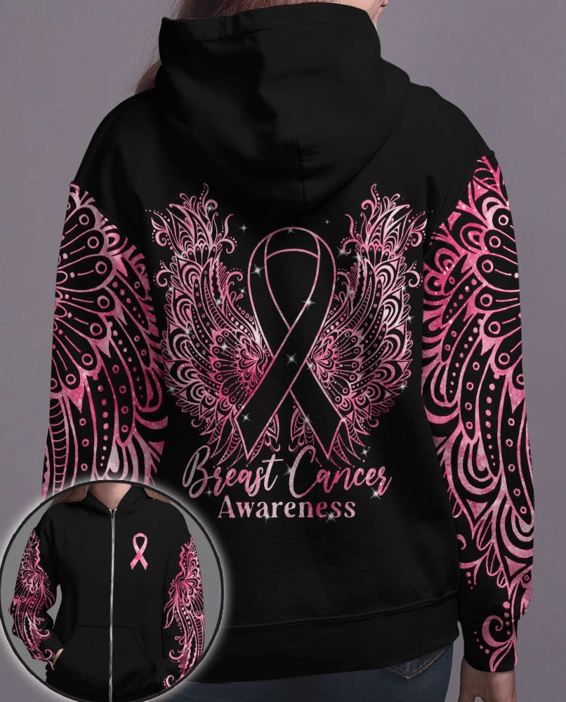 Mandala-Flügel für Brustkrebs – T-Shirt und Hoodie zur Sensibilisierung für Brustkrebs 0822