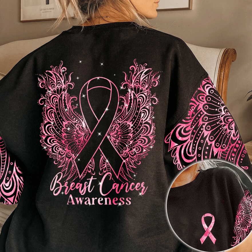 Mandala-Flügel für Brustkrebs – T-Shirt und Hoodie zur Sensibilisierung für Brustkrebs 0822