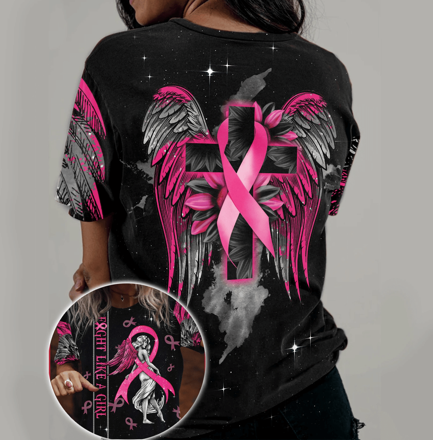 Combattez le cancer du sein comme une fille - T-shirt et sweat à capuche de sensibilisation au cancer du sein 0822
