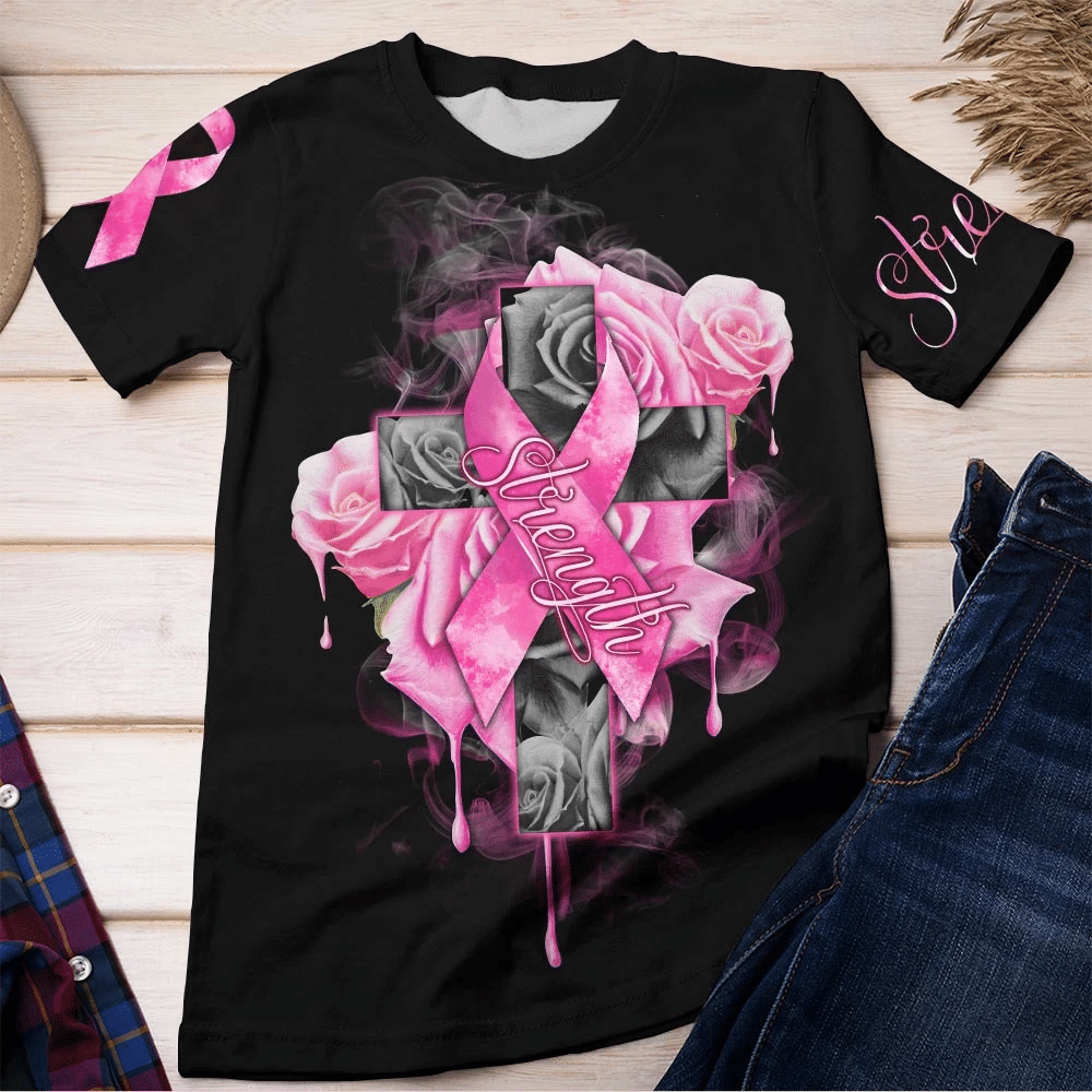 Roses Strength - T-shirt et sweat à capuche imprimés pour la sensibilisation au cancer du sein 0822