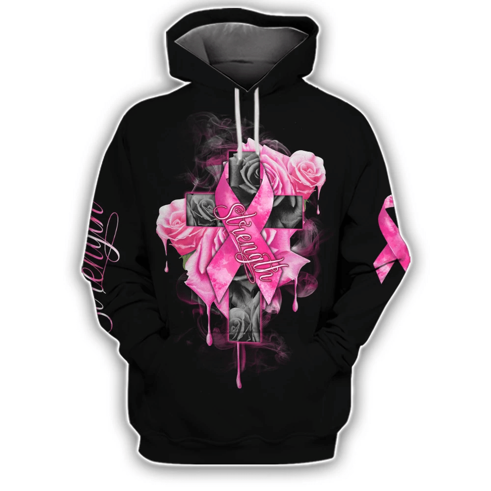Roses Strength - T-shirt et sweat à capuche imprimés pour la sensibilisation au cancer du sein 0822