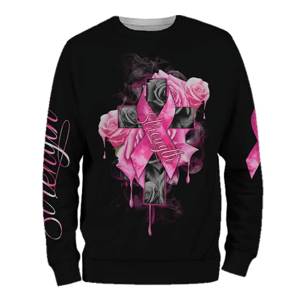 Roses Strength - T-shirt et sweat à capuche imprimés pour la sensibilisation au cancer du sein 0822