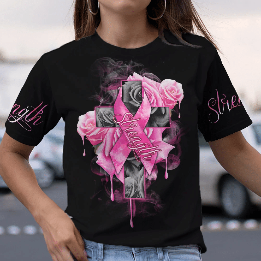 Roses Strength - T-shirt et sweat à capuche imprimés pour la sensibilisation au cancer du sein 0822