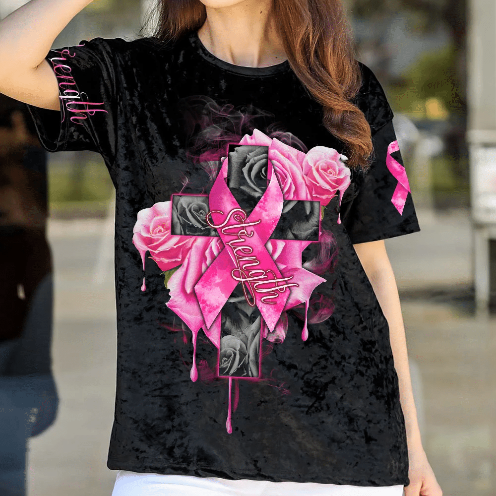 Roses Strength - T-shirt et sweat à capuche imprimés pour la sensibilisation au cancer du sein 0822