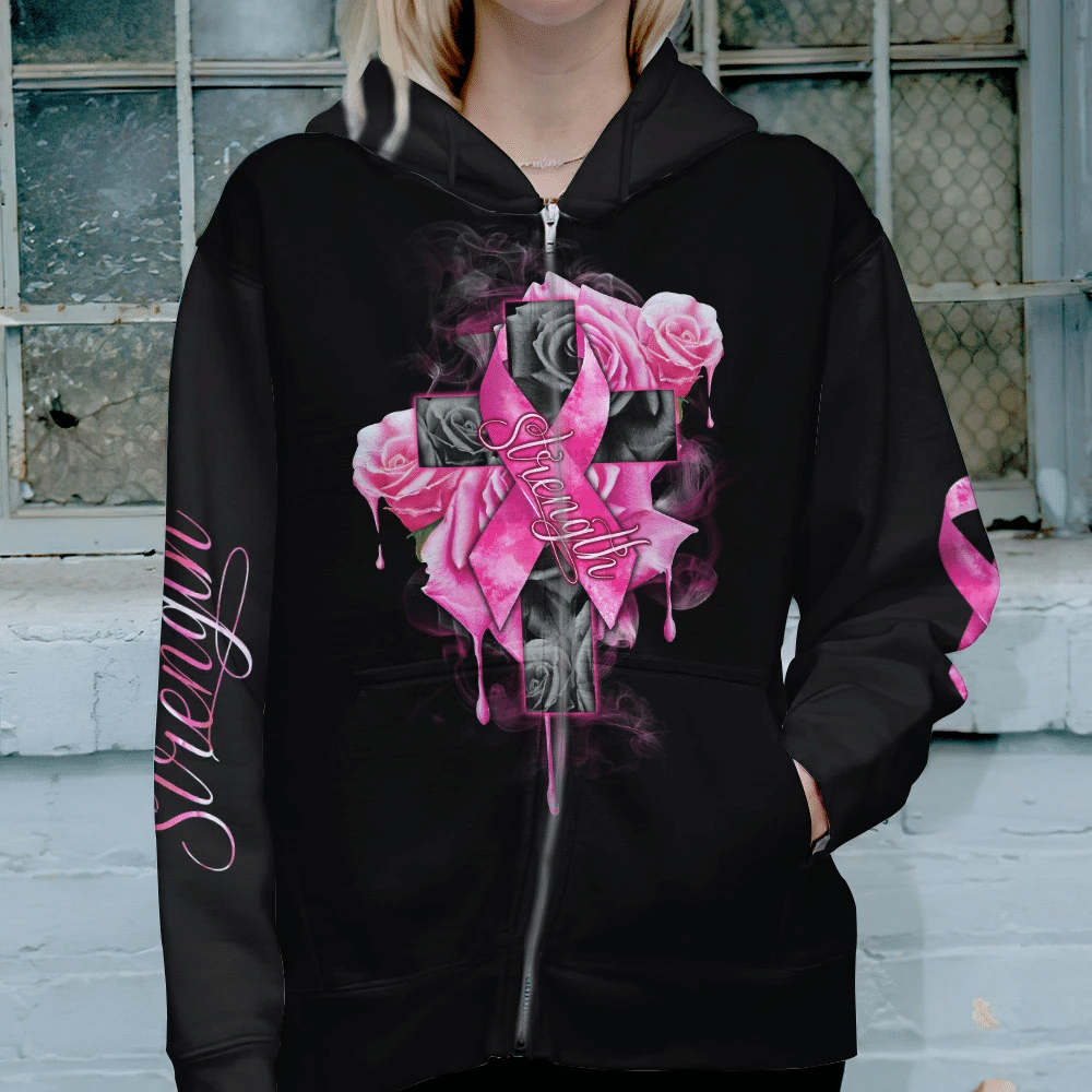 Roses Strength - T-shirt et sweat à capuche imprimés pour la sensibilisation au cancer du sein 0822