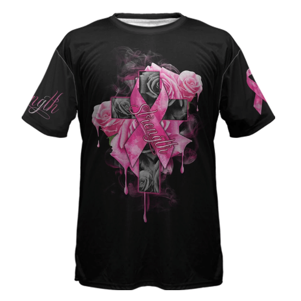 Roses Strength - T-shirt et sweat à capuche imprimés pour la sensibilisation au cancer du sein 0822