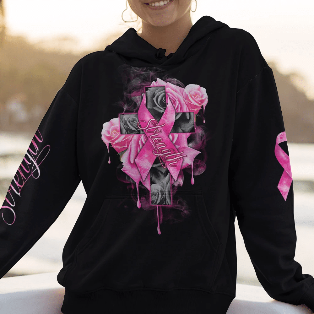 Roses Strength - T-shirt et sweat à capuche imprimés pour la sensibilisation au cancer du sein 0822