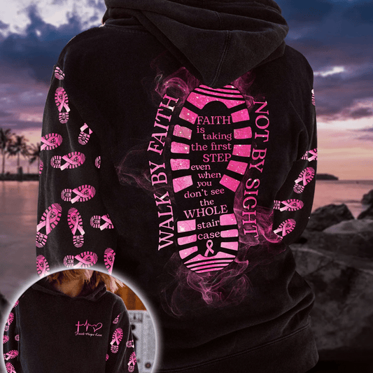 Marchez par la foi, pas par la vue - T-shirt et sweat à capuche de sensibilisation au cancer du sein 0822