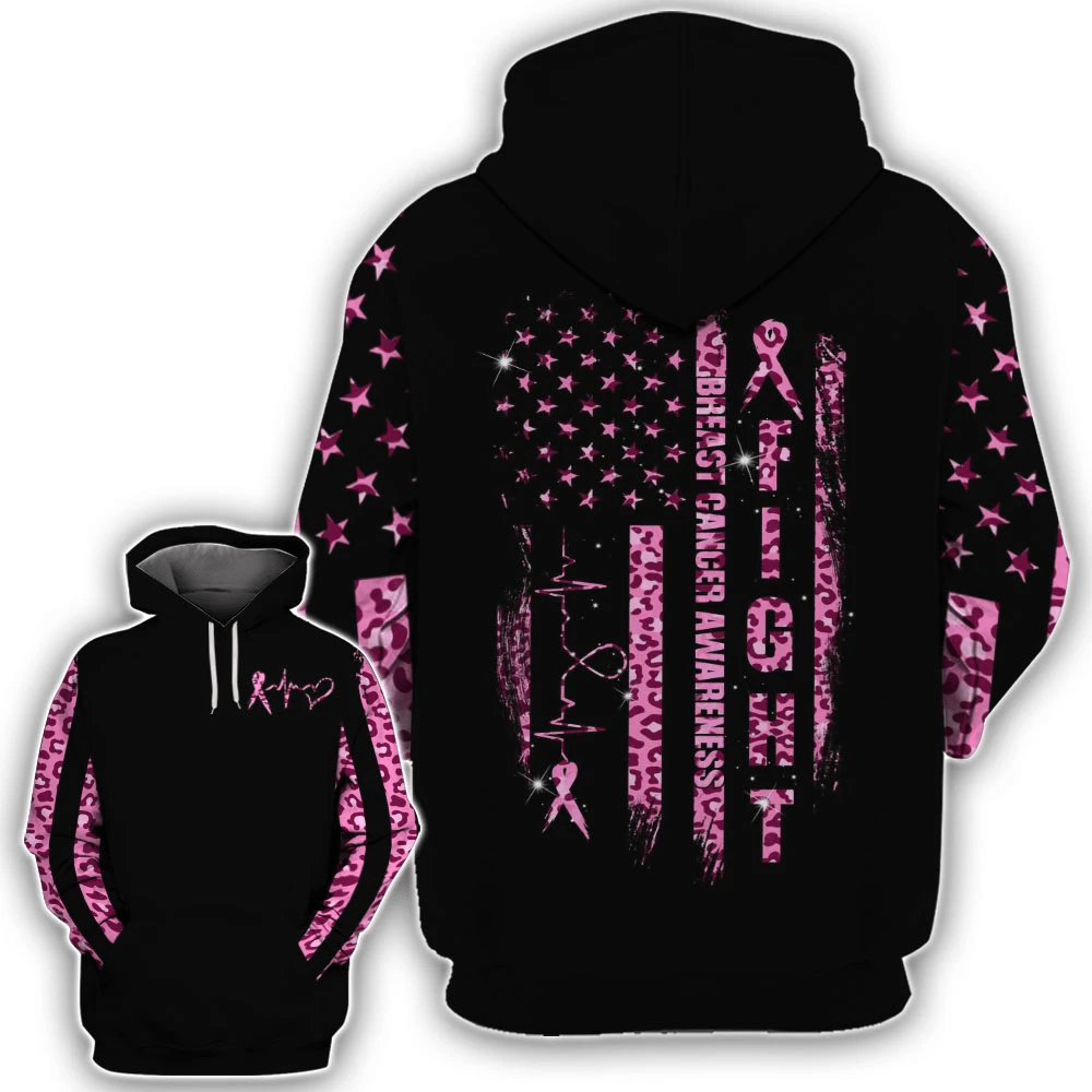 Kampf gegen Brustkrebs mit Leopardenmuster in Pink – T-Shirt und Hoodie zur Sensibilisierung für Brustkrebs (0822)