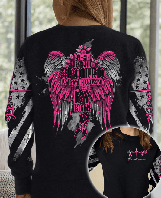 Béni par Dieu contre le cancer du sein - T-shirt et sweat à capuche de sensibilisation au cancer du sein 0822