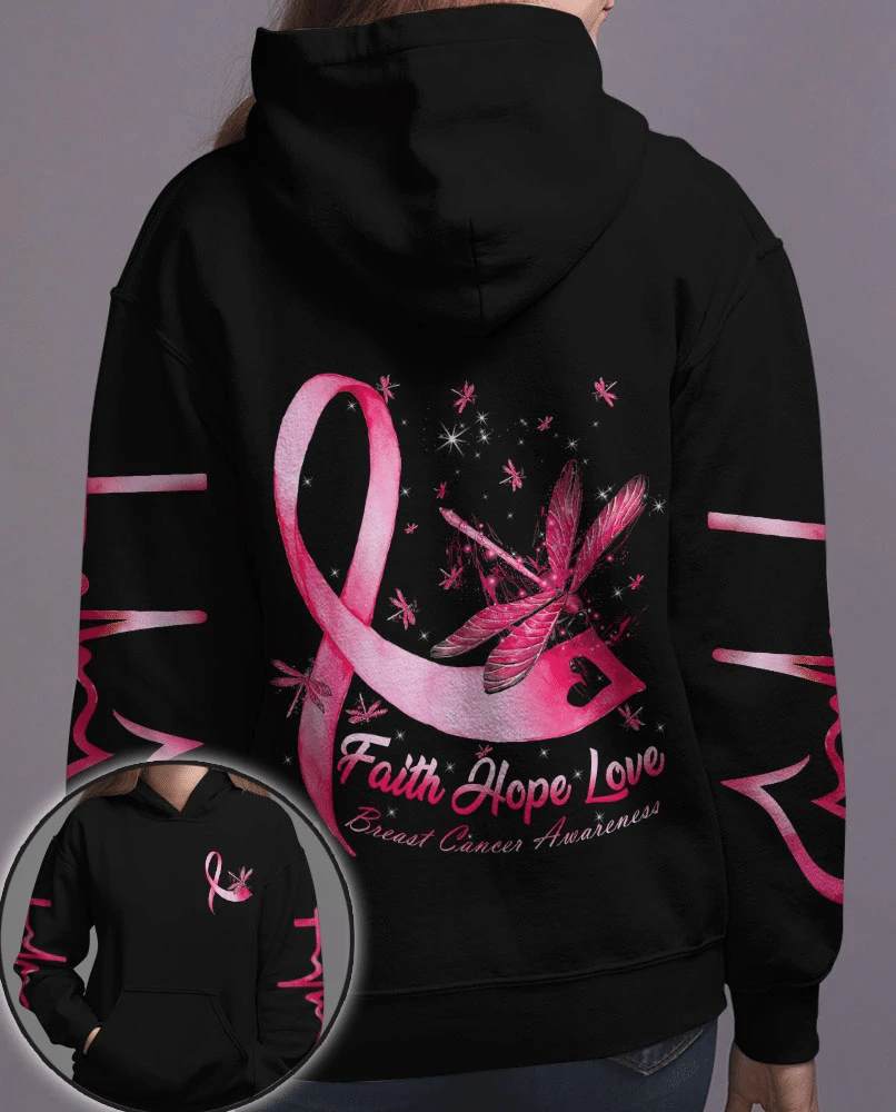 Glaube, Hoffnung, Liebe, Brustkrebs, Libelle – T-Shirt und Hoodie zur Sensibilisierung für Brustkrebs (0822)