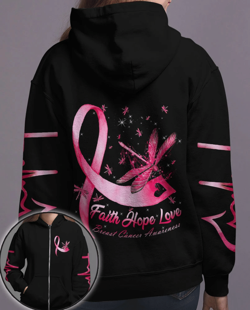 Glaube, Hoffnung, Liebe, Brustkrebs, Libelle – T-Shirt und Hoodie zur Sensibilisierung für Brustkrebs (0822)