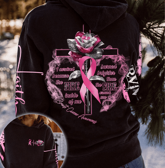 T-shirt et sweat à capuche « Croix Rose Cancer du Sein » - Sensibilisation au cancer du sein (0822)