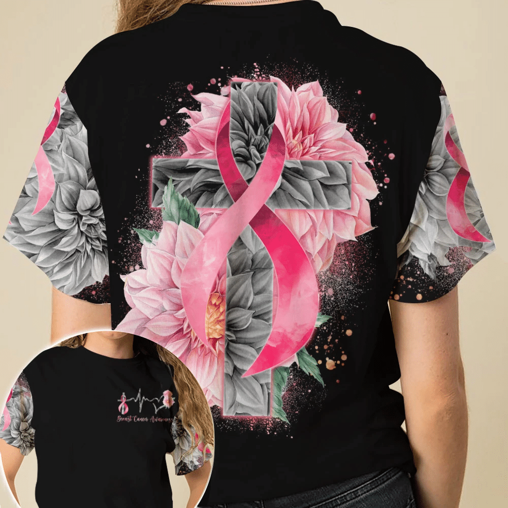 Herzschlag-Rosa Schleife – T-Shirt und Hoodie zur Sensibilisierung für Brustkrebs 0822