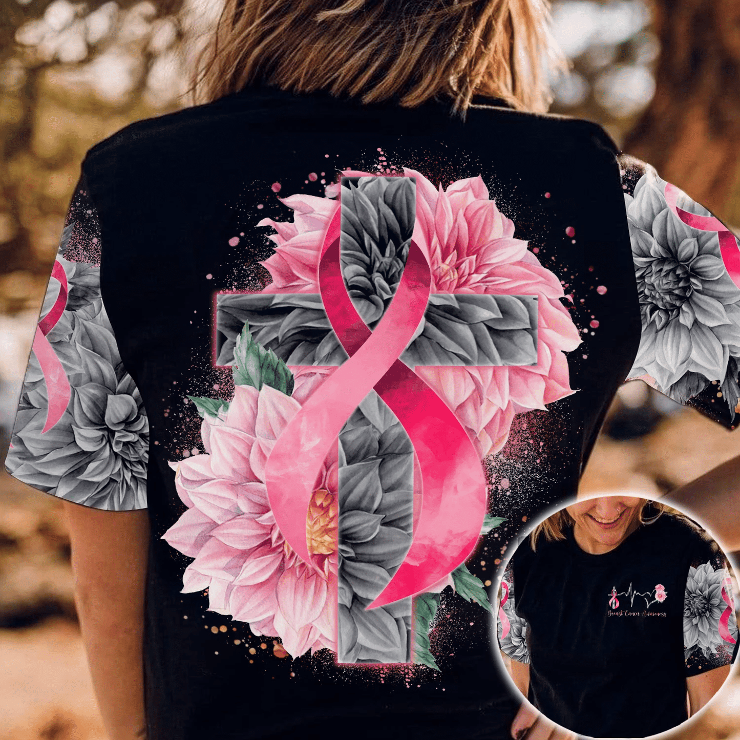 Herzschlag-Rosa Schleife – T-Shirt und Hoodie zur Sensibilisierung für Brustkrebs 0822