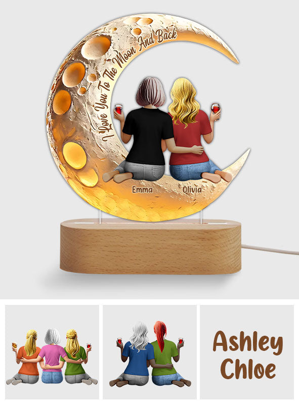I Love You To The Moon And Back - Personalized Mother Shaped Plaque Light Base